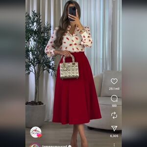 Nwt ZARA TAILORED VOLUMINOUS SKIRT RED